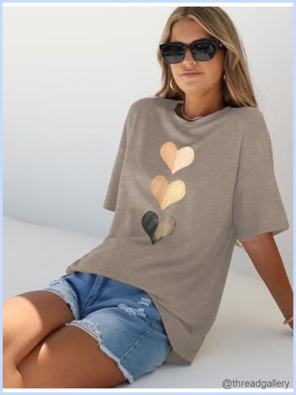 Oversized Tshirt Women Summer Crew Neck Short Sleeve Graphic Tee Loose Fit Top - Picture 2 of 6